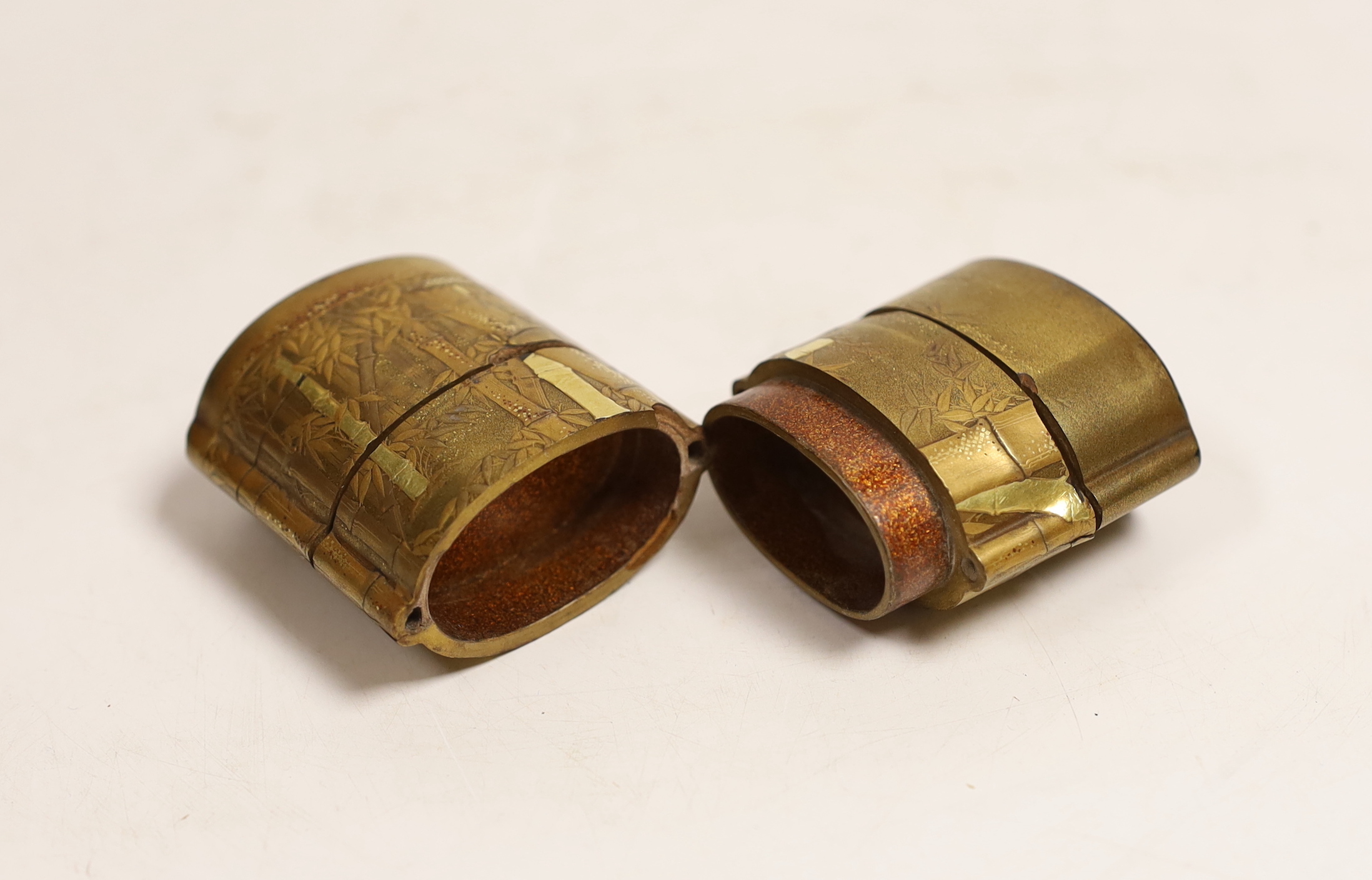 A 19th century Japanese gold lacquered four section inro, unsigned, 9cm high